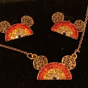 Disney Mickey rainbow necklace & earring set